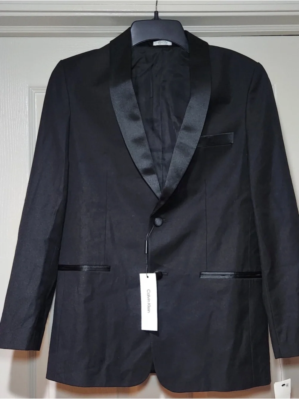 NWT Calvin Klein Boys Black Tuxedo Jacket‎ Satin Lapel Formal Wedding Black Tie
